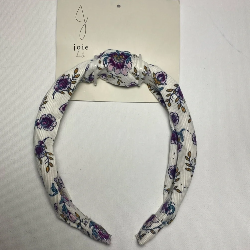 Joie Kids NWT White and Purple Floral Ruched Headband